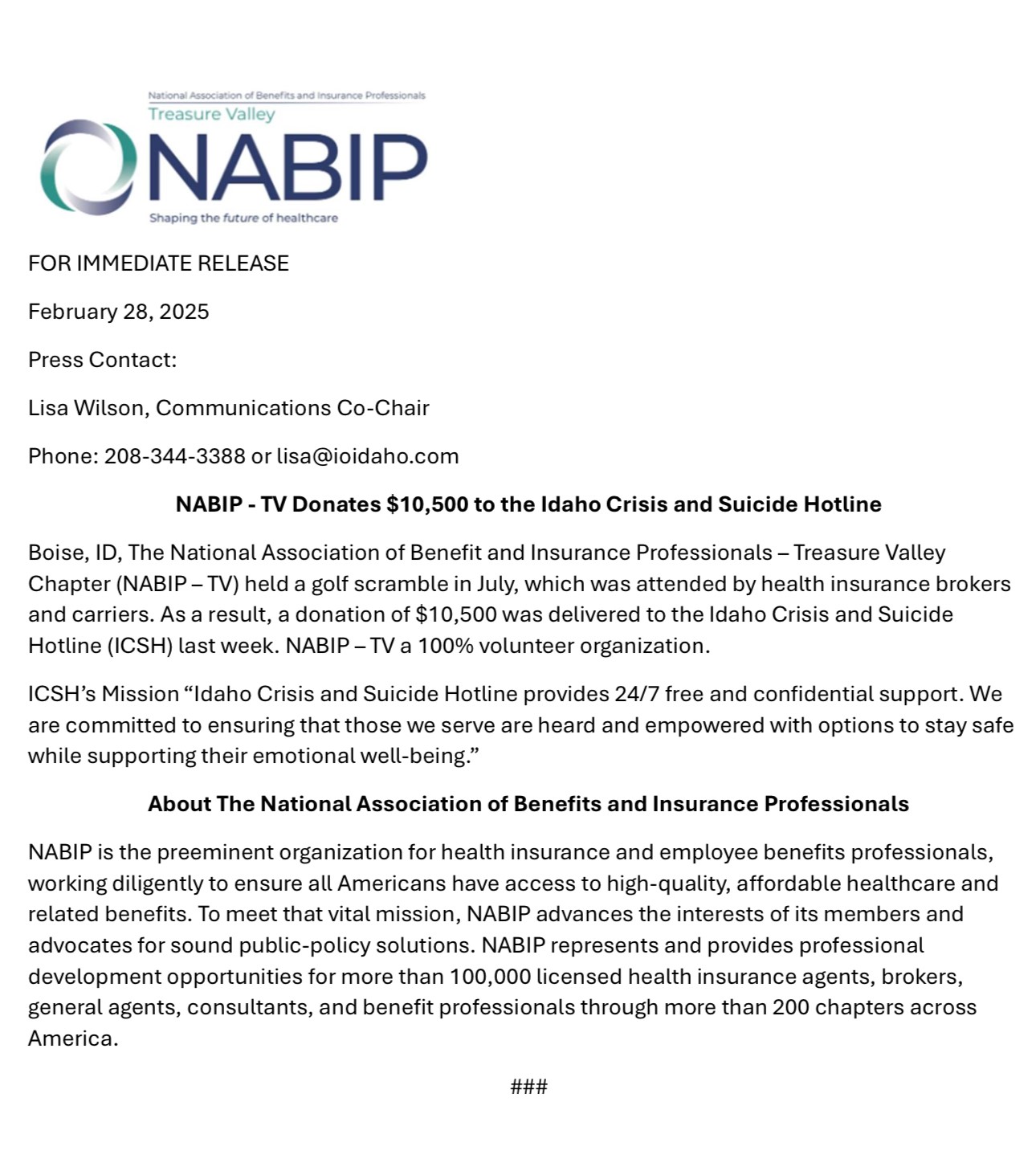 2024 NABIPTV Charity Golf Scramble - ICSH
