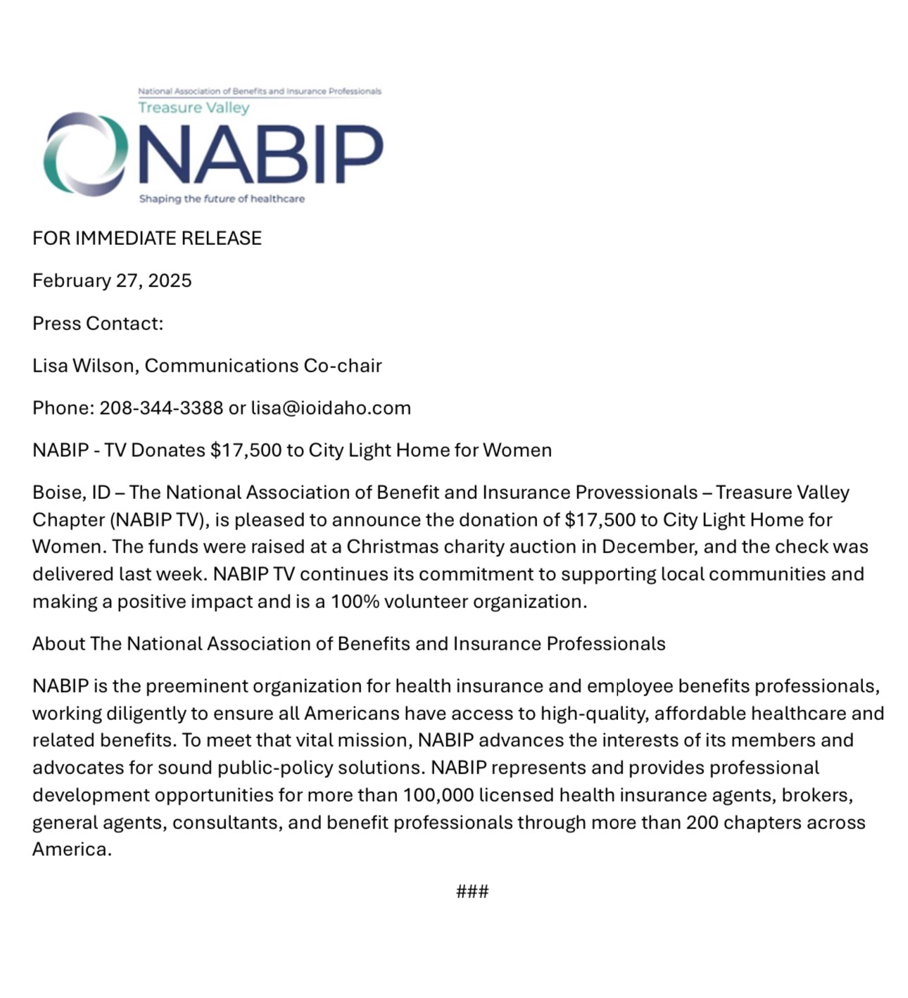 2024 NABIPTV Charity Christmas Auction - City Light